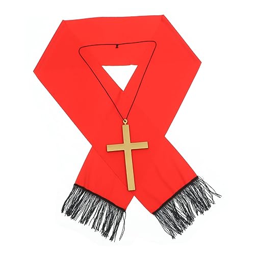 LIFKOME Nonne Kreuz Charme Kostüm Priester Zubehör Set Erwachsene Halloween Kostüme Kreuz Halskette Priester Stola von LIFKOME