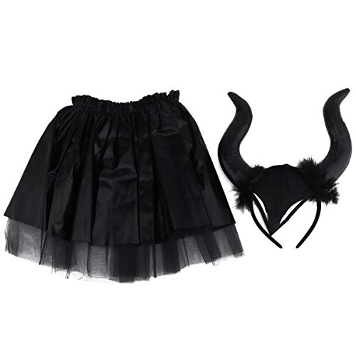 LIFKOME 1 Satz Hornkopfschmuck mit Rock Teufel-Cosplay-Kleid Teufel Kostüm Kind teufelshörner halloween haarreif teufel horn kleid cartoon kostüm Cartoon-Festival-Halloween-Outfit Stoff von LIFKOME