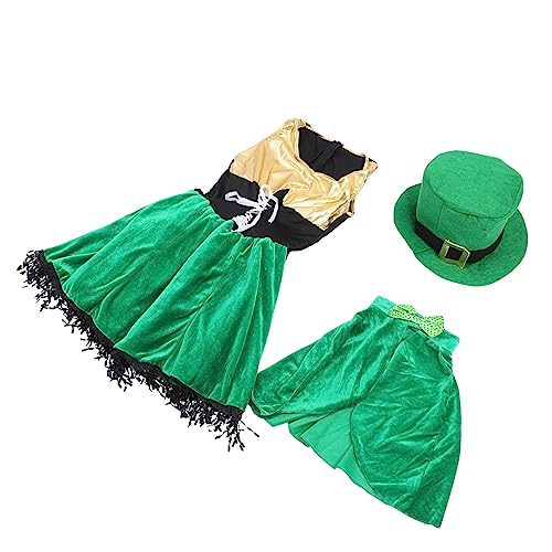 LIFKOME 1 Satz Irisches Dirndl costumes for women damenbekleidung unikal grünes Kleid für Mädchen st. Patricks-Day-Cosplay-Kleid Festkleid mit Hutschal Partykostüme Polyester von LIFKOME