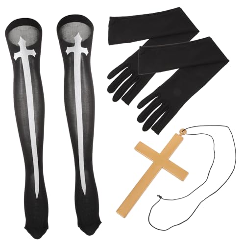 LIFKOME 1 Set Nonnenkostüm Set Erwachsene Nonne Handschuhe Halskette Strümpfe Für Frauen Halloween Cosplay Requisiten von LIFKOME