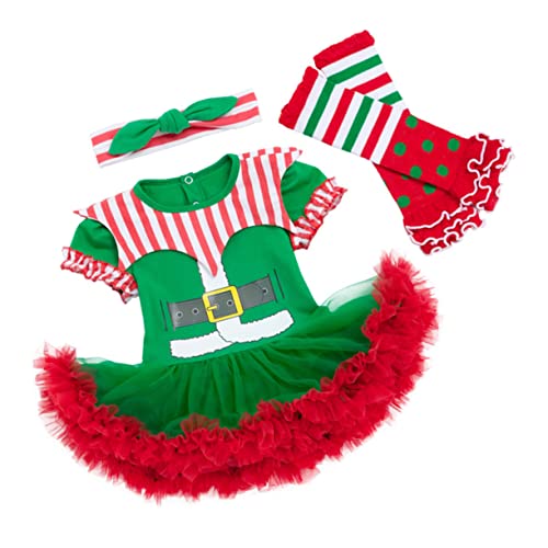 LIFKOME 1 Satz Kleid weihnachtsklamotten weihnachtskostüme clothes weihnachtsbaby haarband weihnachtsoutfit für kleinkinder Weihnachtsfeier Kostüm Weihnachtsbedarf Baumwolle Green von LIFKOME