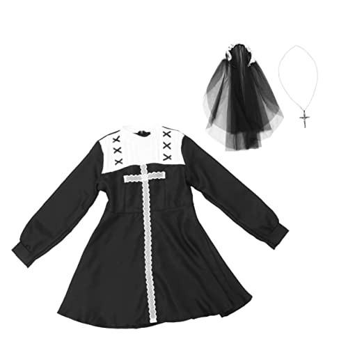 LIFKOME 1 Satz Kostüme Unserer Lieben Frau Zombie-Brautkostüm Nonnenkleidung halloween costume halloween kleidung Leistungsuniform Kostümparty für Erwachsene Chemiefasermischung Black von LIFKOME