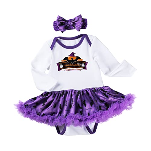 LIFKOME 1 Satz Langärmliges Stramplerkleid Babyrock -Halloween-Kostüme Halloween costume romper skirt kleidung Halloween Strampler Stirnband Babykostüm Baumwolle von LIFKOME