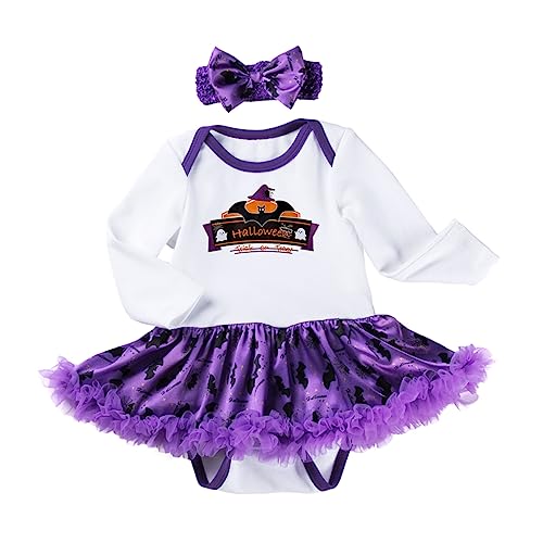 LIFKOME 1 Satz Langärmliges Stramplerkleid Babyrock -Halloween-Kostüme Halloween costume romper skirt kleidung Halloween Strampler Stirnband Babykostüm Baumwolle von LIFKOME