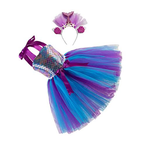 LIFKOME 1 Satz Mesh-Rock Kleinkinderkleid aus Tüll Meerjungfrau-Cosplay-Kleid Mädchen-Tüllkleid Glitzerkleid haarband hair-band meerjungfrauen Leistungszubehör Mädchenkostüm Stoff Violett von LIFKOME