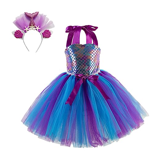 LIFKOME 1 Satz Mesh-Rock Mädchen-Tüllkleid Ballkleider für Mädchen Rock mit hoher Taille Babykostüm haarband hair-band meerjungfrauen Kinderkleider Performance-Rock Gittergewebe Violett von LIFKOME