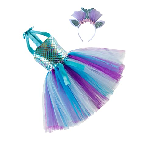 LIFKOME 1 Satz Mesh-Rock Netzkleider Formelle Kleidung für Mädchen Cosplay-Kleid Tutu-Rock für Mädchen Kleid und Haarreifen Kinderrock Kindergazerock Party-Cosplay-Kostüm Gittergewebe Blue von LIFKOME