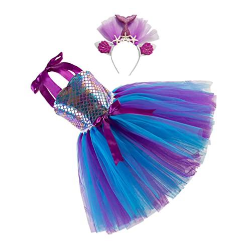 LIFKOME 1 Satz Mesh-Rock Party-Cosplay-Kostüm Kostüme für Mädchen Einhorn-Tutu-Kleid Pailletten-Mesh-Kleid kinder kleiderstange haarband Kleid aus Mädchenkleid Gittergewebe Violett von LIFKOME