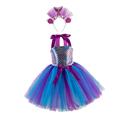 LIFKOME 1 Satz Mesh-rock Mädchen Stirnbänder Meerjungfrau-cosplay-kleid Cosplay-outfits Kleid Aus Geburtstagskleid Kinderrock Mädchen-outfits Performance-rock Gittergewebe Violett von LIFKOME