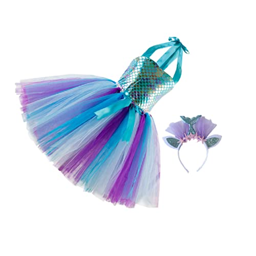 LIFKOME 1 Satz Mesh-rock Performance-rock Entzückendes Ärmelloses Kleid Hochzeitskleid Für Kinder Kindergazerock Geburtstagskleid Kleid Aus Mädchenkostüm Kinderkleid Blue Gittergewebe von LIFKOME