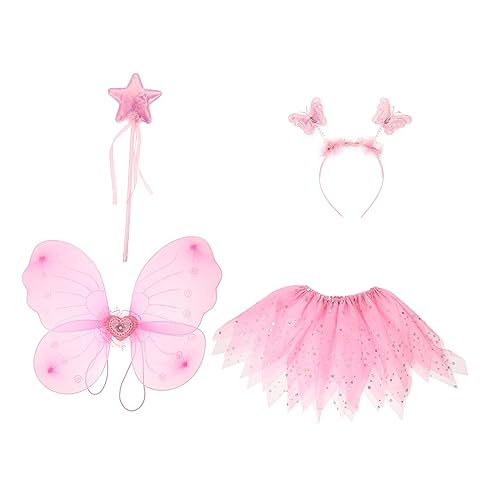 LIFKOME Feenflügel und Rock Jungen und Mädchen Tutu Kit Schmetterlingskostüm für Mädchen Haarband Set Netzgaze Rock von LIFKOME