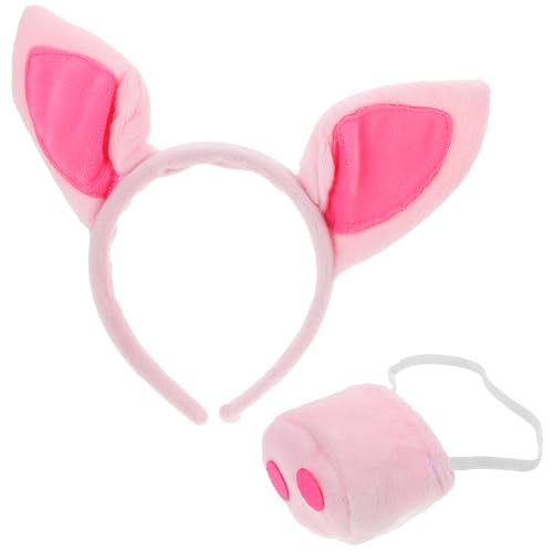 LIFKOME 1 Satz Stirnband-Set Schweinekostüm Tierohr Schweineohren Stirnband tierische Nase kostüme für halloween haloween kostüme Stirnbänder -Stirnband Rollenspiel Nase Tuch Rosa von LIFKOME