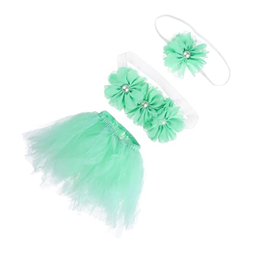 LIFKOME 1 Satz Tutu Rock Dreiteiliges Set -tutu-rock Kleinkindröcke Kleidung Für Neugeborene Blumenkleid-outfits Kleines Mädchen Tutu Tutu-kleider Für Mädchen Kinderkostüme Acryl Green von LIFKOME