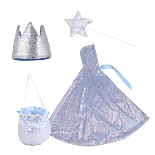 LIFKOME 1 Satz Umhang-Set glänzender Umhang für Kinder weihnachtsfeier kleidung Kinderkostüm fairy wand halloween umhang für kinder geldbörsen Kindermantel Kinder Umhang Anzug Nylon Silver von LIFKOME