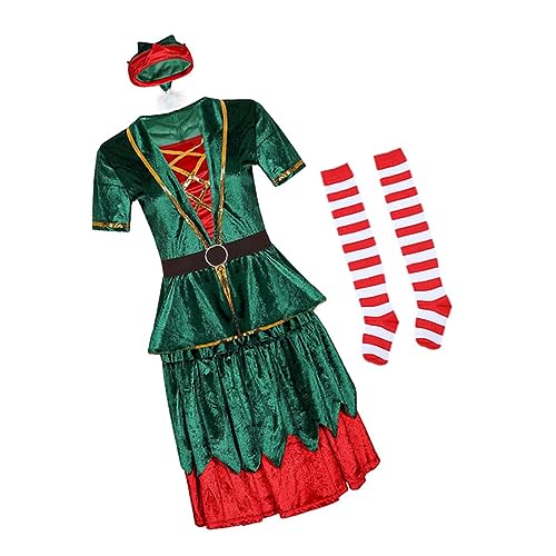 LIFKOME 1 Satz Weihnachtselfe Kostüm Elf Verkleiden Sich Kostüm Weihnachtsparty-outfit Weihnachts-cosplay-outfit Weihnachtskostüme Grünes Outfit Schönes Partykostüm Elfenkleid Polyester von LIFKOME