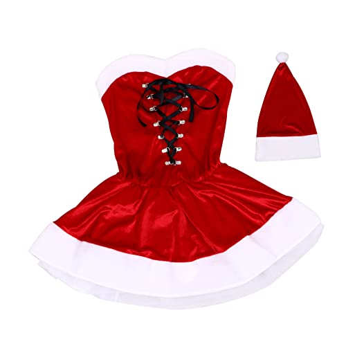 LIFKOME 1 Satz Weihnachtskleid weihnachtsverkleidung weihnachts verkleidung outfits for women party outfit Weihnachtskostüm Weihnachtsplüschmütze Kleid Hut Weihnachtsmütze Flanell rot von LIFKOME