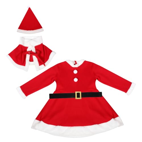 LIFKOME 1 Satz Weihnachtskostüm Kinder Weihnachtsmann Anzug Weihnachtsoutfits für Kinder Frau Santa Anzug Weihnachtsmannkostüm für Kinder Weihnachtskostümkleid Polyester (Polyester) rot von LIFKOME