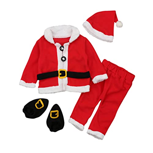 LIFKOME 1 Satz Weihnachtsmantel Babykostüme Winterplüsch Tops Wintermäntel -outfits Outfits Für Neugeborene Jungen -weihnachtshose Nikolaus-fleece-anzug Rot Plüschstoffe von LIFKOME