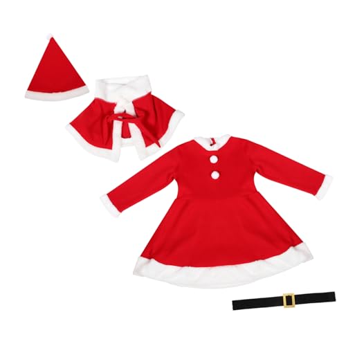 LIFKOME 1 Satz Weihnachtsoutfits für Mädchen Frau Santa Anzug Schal-Weihnachtsmütze Weihnachtsmann-Cosplay-Anzug Weihnachtsoutfits für Kinder Weihnachtskleid Polyester (Polyester) rot von LIFKOME