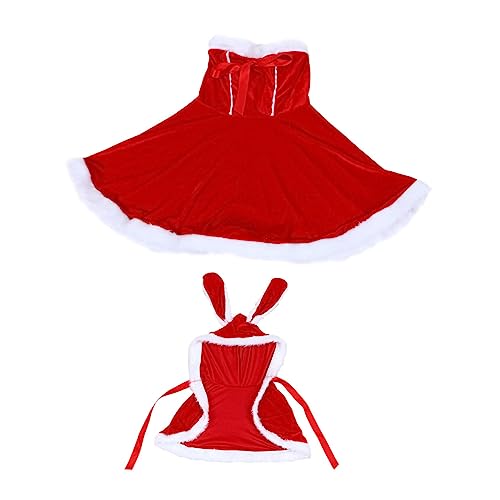 LIFKOME 1 Satz Weihnachtsrock Anzug Weihnachtskostüm Häschen Tutu Schalwickel Für Damen Bühnenrock Dekoration Frauen Vermissen Den Weihnachtsmannanzug Elegante Kleider Für Damen Rot Samt von LIFKOME