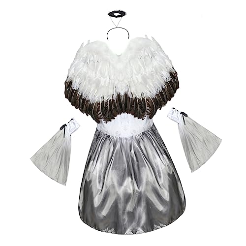 LIFKOME 1 Set Halloween Engel Kostü Für ädchen Cosplay Outfit Mit Headdress Flügeln Und Kleid Weißes Teufels Outfit Für Halloween Feiern Und Karneval von LIFKOME