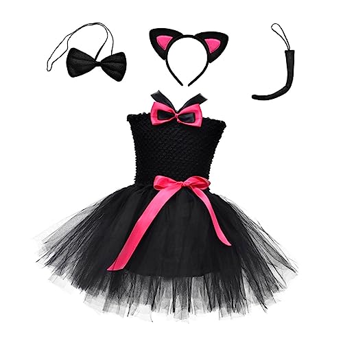 LIFKOME 1 Set Katzenrock Anzug Schwarzes Kleid Für Mädchen Outfit Halloween Kostüme Unterrock Blazer Kleid Kleid Outfits Für Mädchen Kleidung Rosy Cotton von LIFKOME