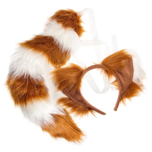 LIFKOME 1 Set Zubehör Tierohr Fuchs Zubehör Rollenspiel Tierohr Haarband Tierschwanz Stirnband Requisiten Fuchs Kostüm Stirnbänder Schokolade Kunststoff von LIFKOME