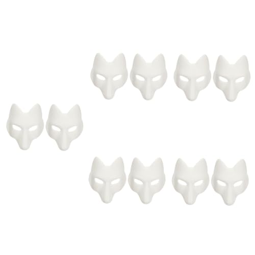 LIFKOME 10 Stk Fuchs Maske Tiermasken zum Bemalen Maske aus Pappmaché Fuchsmasken halloween masken halloweenmaske Gesichtsmaske Halloween-Maske entzückende Maske tierische Maske Eva Weiß von LIFKOME