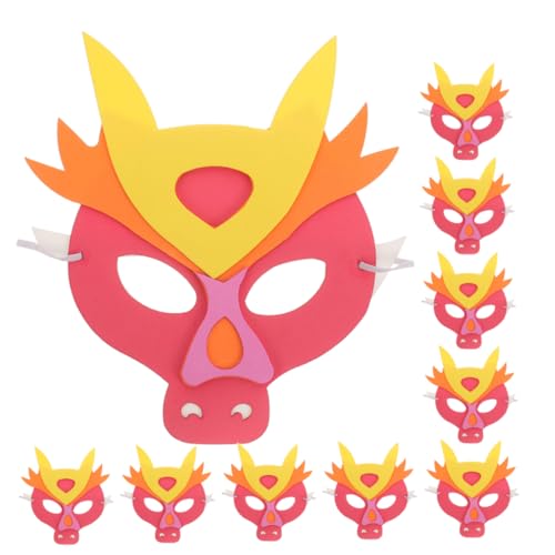 LIFKOME 10st Kindermaske Zum Jahr Des Drachen Partyzubehör Requisiten Für Tiermasken Cosplay-maske Für Kinder Maskenstütze Für Kinder Maskerade-party-maske Kreative Maske Rot Eva von LIFKOME