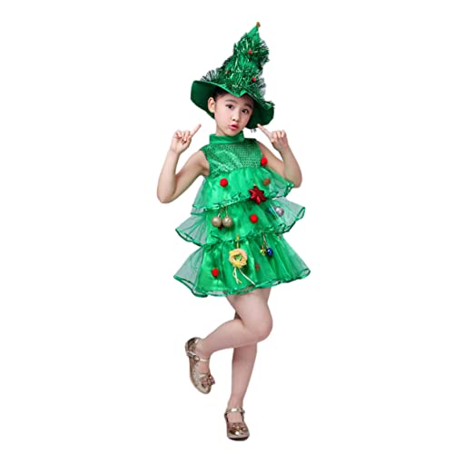 LIFKOME 1Stk Weihnachtsbaumhut und -kleid kinderkleider kinderkleidung kinder costume Kinder-Cartoon-Performance-Kostüme Kindermütze und Kleid Bühnenkostüm für Kinder Weihnachtsshow-Kostüm von LIFKOME