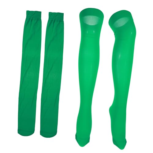 LIFKOME 2 Paar Strümpfe Parteikostüm Gefallen Männer Oberschenkelhohe Socken Cosplay-socken Durchsichtige Söckchen Pride-accessoires Lustig Gamaschen Thermosocken Für Damen Polyester Green von LIFKOME