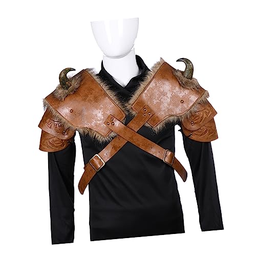 LIFKOME 2 STK Mann rüstung kostüm Wikinger-Cosplay-Kostüm Wikinger-Rüstungsschulter einzelne Panzerschulter Wikinger Schulterpanzer Viking Costume Shoulder Armor Schulterstücke aus Leder von LIFKOME