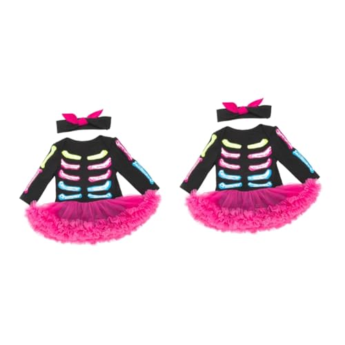 LIFKOME 2 Sätze Festival-skelett-kleid Kinder Schwarzes Kleid -tutu-rock Kleid Für Mädchen Kleid Mit Langen Ärmeln Schwarze Kleider Für Kinder Halloween-stramplerrock Baumwolle von LIFKOME