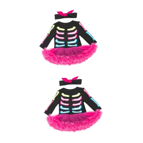 LIFKOME 2 Sätze Festival-skelett-kleid Tutu-rock Für Mädchen Skelettkostüm Für Kleinkinder Halloween-kostüm Für Kinder Halloween-babykleidung Kinderkleidung Mädchen Rock Baumwolle von LIFKOME