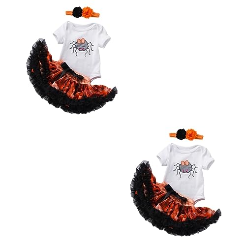 LIFKOME 2 Sätze Halloween-Kleideranzug erstes Halloween-Outfit Mädchen Babyanzüge faschingskostüme halloween halloween-dekoration Babykleidung Halloween Kostüme Strampler Garn von LIFKOME