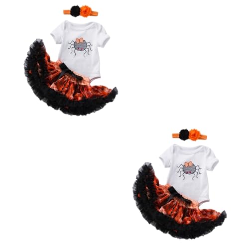 LIFKOME 2 Sätze Halloween-kleideranzug Halloweenkostüm Halloween- -outfit Halloween-cosplay Kinderrock Kurzarm-strampler Halloween-outfit Für Kleinkinder Halloween-kinderkleidung Garn von LIFKOME