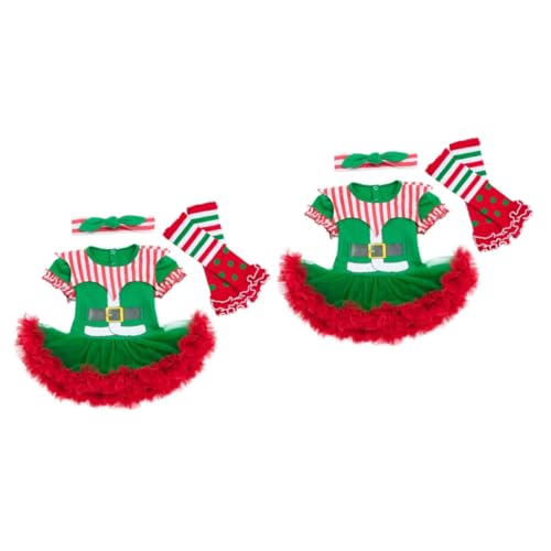 LIFKOME 2 Sätze Kleid Kleinkinder Rock -Weihnachtstuch Weihnachtselfe Kostüm weihnachtsklamotten weihnachtskostüme babytragen Weihnachtsfeier Kostüm Weihnachtsbedarf Garn Green von LIFKOME