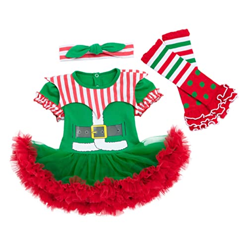 LIFKOME 2 Sätze Kleid Weihnachtsbabybody Haarbänder Für Babys Stirnbänder Weihnachtself-pyjama Für Kleinkinder Weihnachtsoutfit Für Kleinkinder Weihnachtskostüm Kleinkinder Rock Garn von LIFKOME