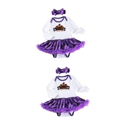 LIFKOME 2 Sätze Langärmliges Stramplerkleid Halloween Outfit für Babys Halloween- -Outfit -Body Babyrock Kleinkindkleidung Halloween Strampler Stirnband Babykostüm Baumwolle von LIFKOME