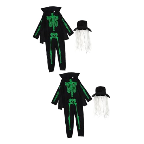 LIFKOME 2 Sätze Leuchtendes Skelett-Kostüm halloween costume halloween kleidung -Overall Halloween-Partyhut Kleider Körperanzüge Party-Rollenspiel-Kleidung Halloween-Party-Outfit von LIFKOME