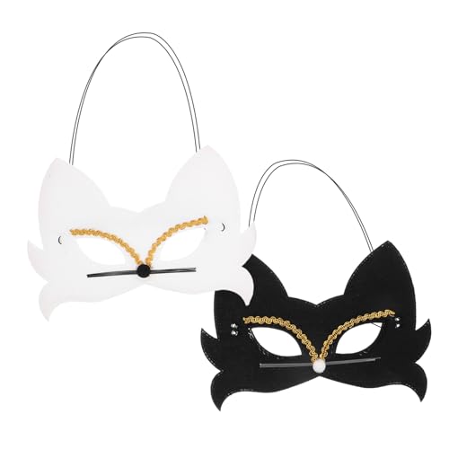 LIFKOME 2 Stück Entzückende Katzenmasken, Tiermasken Zum Basteln, Katzenmaske, Maskerademaske, Stoffkatzenmaske Für Halloween, Kostümparty, Cosplay, Maskenball, Tiermaske von LIFKOME