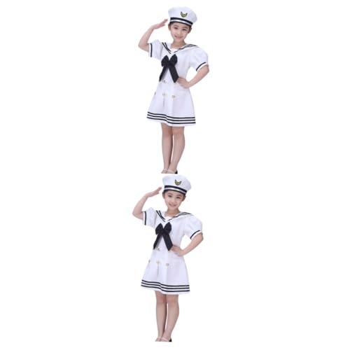 LIFKOME 2 Teilige Weiße Marine Outfits Marine Marine Kleidung Für Mädchen Weißes Marine Uniform Matrosen Kostüm Für Mädchen Marine Marine Kostüm von LIFKOME
