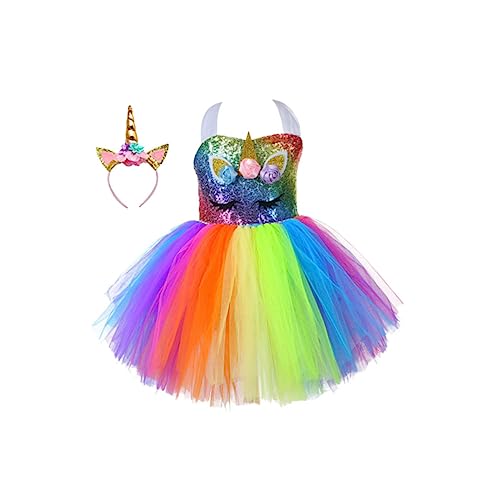 LIFKOME 2 Teiliges Set Röcke Für Mädchen Ausgefallener Tutu Rock Kinderanzüge Einhorn Geburtstagsoutfit Kinderrock Kinder Kits Tüllrock Für Mädchen Einhorn Haarband von LIFKOME