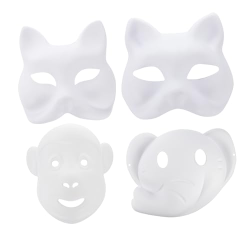 LIFKOME 24 Stk Leere Leeres Kostüm Party-cosplay-masken Halloween-kleidung Gewöhnliche Gesichtsmaske Leere Kostümmasken Venezianische Augenmaske Fuchsmasken Unbemalt Papier Weiß von LIFKOME