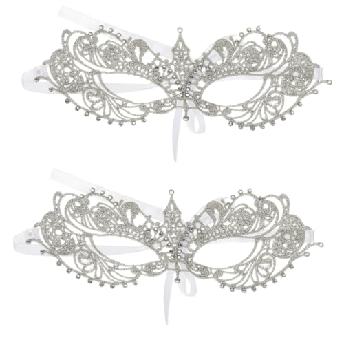 LIFKOME 2St Diamant aushöhlen Maske Spitzenmasken Maskerade Maske Requisit Masken für Erwachsene Cosplay-Spitze halloween party halloween masken kreative Maske Frauenmaske Bohren Silver von LIFKOME