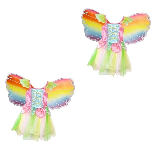 LIFKOME 2St Feenkleid kinderkleider kinderkleidung fasnachtskostüme engelkleid costume igelkostümkinder rainbow dress kinderkostüme Feenkostüme für Mädchen Regenbogenkleid von LIFKOME