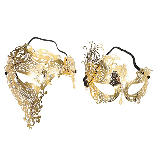 LIFKOME 2St Maske Halloween-Requisiten goldene Wimperntusche Halloween- Party Hälfte Golddekor mouth mask partyhüte Maskiert Performance- -Requisite Party-Gesichtsdekor Legierung von LIFKOME