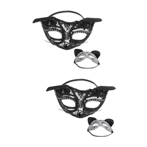 LIFKOME 2St halbgesichtige Prinzessinnenmaske halloween masken halloweenmaske hallowen masks Halloween-Requisite Ball-Spitzen-Masken Maskerade-Maske für Frauen Party-Maske Plastik Black von LIFKOME