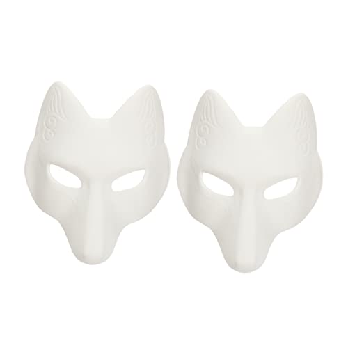 LIFKOME 2st Fuchs Maske Bemalbare Tiermaske Ihre Eine Maske Halloween-papiermaske Maske Aus Pappmaché Wimperntusche Masken Japanische Fuchsmaske Abs Fuchsmaske Kostüm Wolf Eva Weiß von LIFKOME