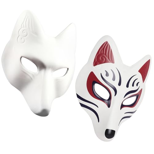 LIFKOME 2st Fuchs Maske Fälschung Maskerade Für Paare Halloween-maske Belegt Männer Maskieren Halloween-kopf-requisite Spitze Maskerade Unbemalte Einfache Bastelmasken Eva von LIFKOME